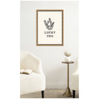 Lucky You Checkerboard Print, Hand Drawn Western Horseshoe Art, Cool Wall Art Motivational Poster by Lucky Guava Framed Canvas Wall Art Print