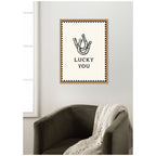 Lucky You Checkerboard Print, Hand Drawn Western Horseshoe Art, Cool Wall Art Motivational Poster by Lucky Guava Framed Canvas Wall Art Print