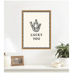 Lucky You Checkerboard Print, Hand Drawn Western Horseshoe Art, Cool Wall Art Motivational Poster by Lucky Guava Framed Canvas Wall Art Print