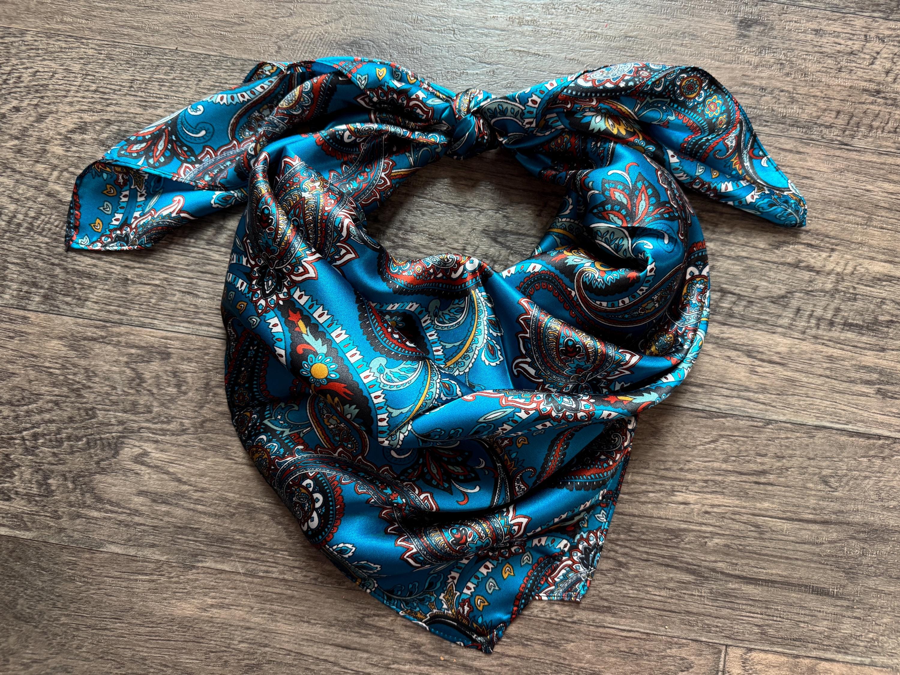 100% Silk Wild Rag Classic Paisley Red Brown Pink Black Purple Blue by Double B Wild Rags